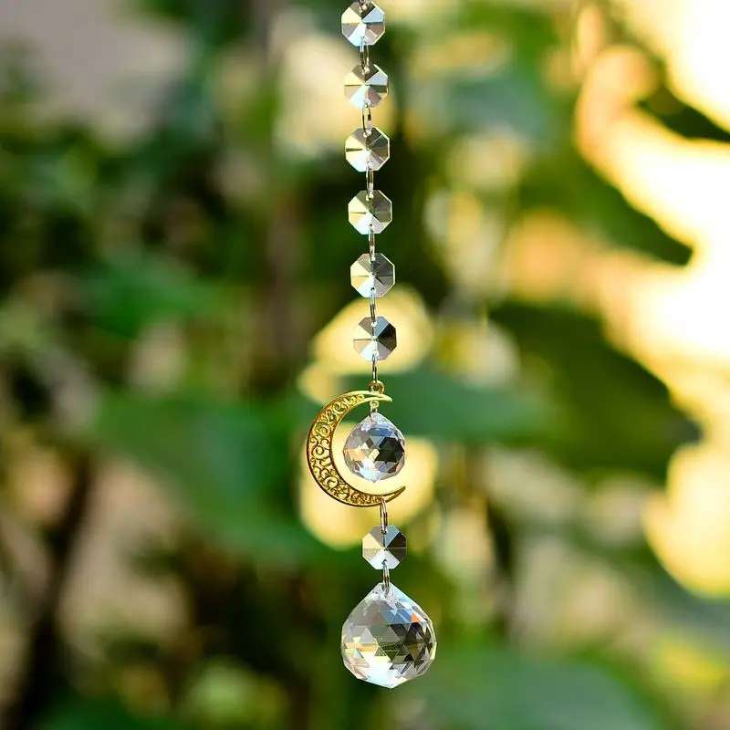 KAINAI Hanging Crystal Golden Moon Prisms Rainbow Maker Hanging Ornament Original Design For Yard Garden Home Decoration Gifts 
KAINAI Hanging Crystal Golden Moon Prisms Rainbow Maker Hanging Ornament Original Design For Yard Garden Home Decoration Gifts