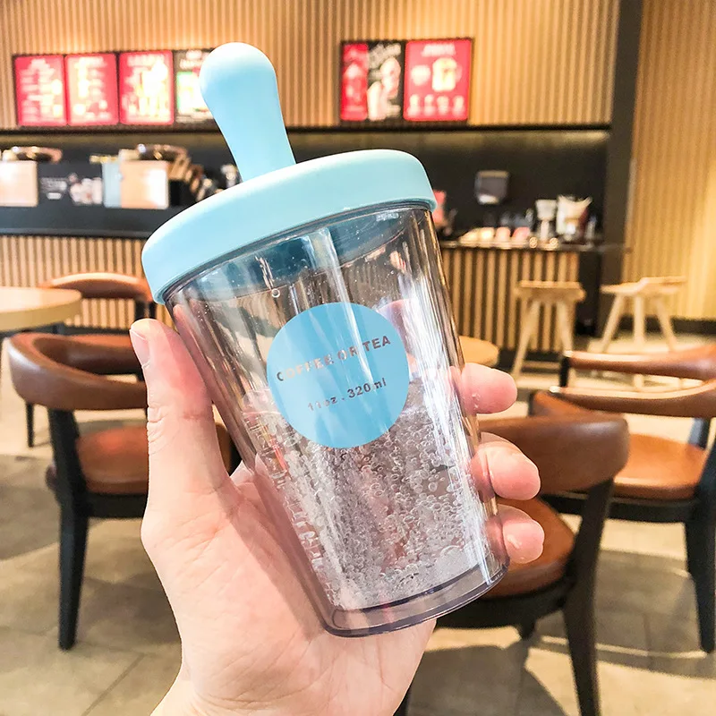 

Portable Double-insulated Anti-scalding Plastic Straw Cup Male and Female Students Net Red Cup Juice Coffee Simple Cup
