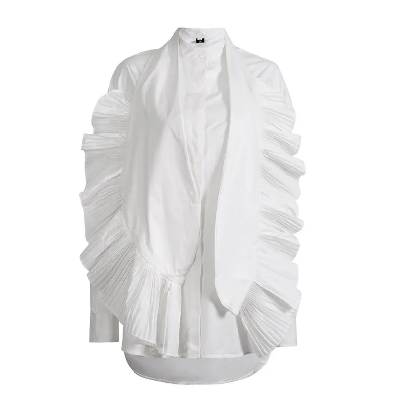 Cool Shirt 2021 Autumn New Fashionable Tone Exaggerated Pleated Edge Non-Mainstream Design White Shirt Women Ladies Tops
Cool Shirt 2021 Autumn New Fashionable Tone Exaggerated Pleated Edge Non-Mainstream Design White Shirt Women Ladies Tops