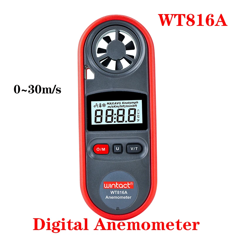 5PCS 30m/s Digital Anemometer WT816A Digital Handheld Wind Meter -10~45℃ Wind Temperature Measuring Wind Speed Chill Indicator
5PCS 30m/s Digital Anemometer WT816A Digital Handheld Wind Meter -10~45℃ Wind Temperature Measuring Wind Speed Chill Indicator