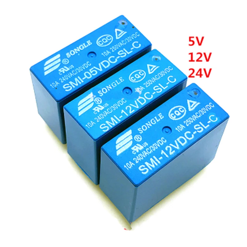 

50PCS/lot Power Relay SRS PCB 5 Pins 5A 10A 5V 12V 24V SMI-05VDC-SL-C SMI-12VDC-SL-C SMI-24VDC-SL-C