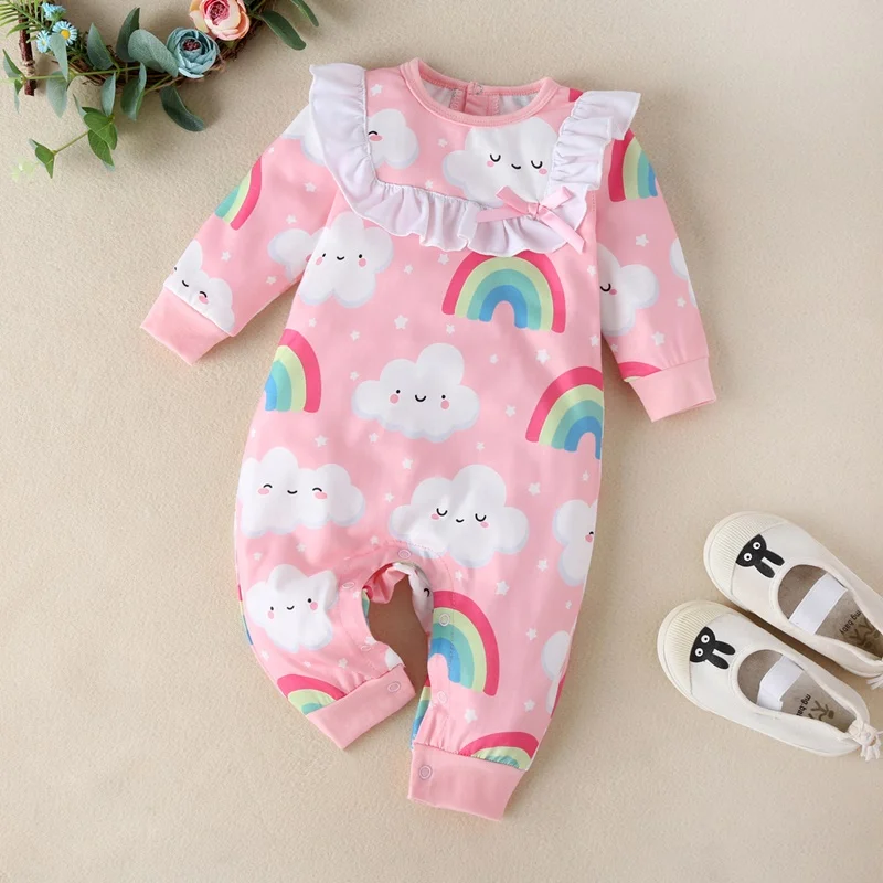 Fashion Newborn Baby Girl Clothes Winter Autumn Rainbow Clouds Print Ruffles Long Sleeve Party Princess Baby Girl Romper 0-18M
Fashion Newborn Baby Girl Clothes Winter Autumn Rainbow Clouds Print Ruffles Long Sleeve Party Princess Baby Girl Romper 0-18M