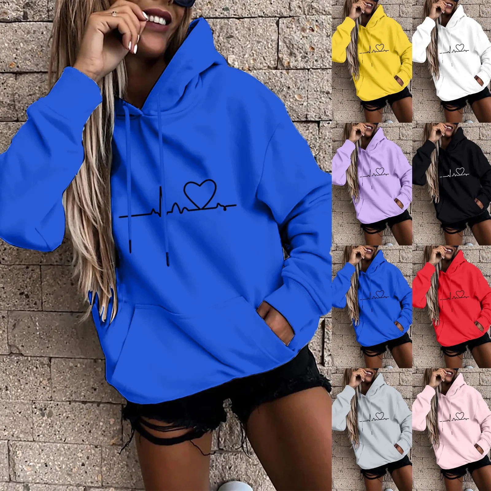2021 Autumn Fashion Women's Hoodies Casual Fun Heart Print Hooded Sweatshirt Loose Sports Tops Pullover Pink Black Sweatshirt
2021 Autumn Fashion Women's Hoodies Casual Fun Heart Print Hooded Sweatshirt Loose Sports Tops Pullover Pink Black Sweatshirt