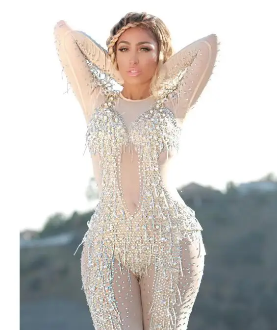 Sexy Crystals Sparkly Jumpsuit Shining Diamond Outfit Women Female Singer Dance Wear Stage Rhinestone Costume Nightclub Jumpsuit
Sexy Crystals Sparkly Jumpsuit Shining Diamond Outfit Women Female Singer Dance Wear Stage Rhinestone Costume Nightclub Jumpsuit