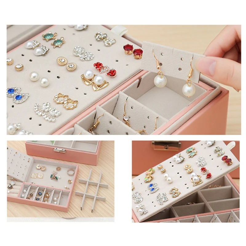 Protable Travel PU Double Layers Jewelry Box Display Organizer Earrings Rings Necklaces Storage Holder
Protable Travel PU Double Layers Jewelry Box Display Organizer Earrings Rings Necklaces Storage Holder