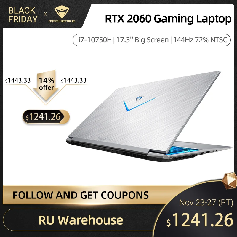 Machenike T90 Plus 17 3 2020 RTX 2060 игровой ноутбук i7 10750H 8 Гб 512SSD 144 Гц IPS 72% NTSC Ultra Border Intel Игровые