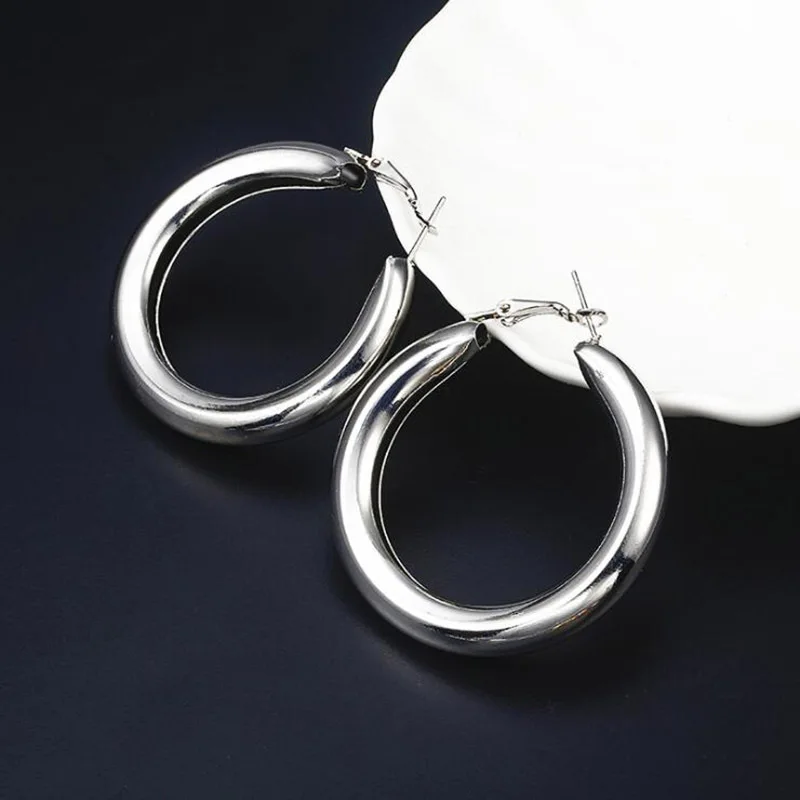 2018 Hot Fashion Punk Gold Silver Thick Loop Hoop Earrings For Women Statement Earring Female Jewelry | Украшения и аксессуары