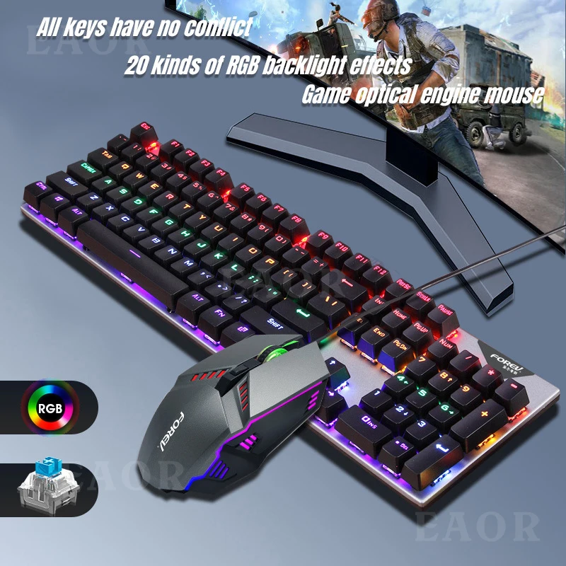 EAOR Mechanical Gaming Keyboard and Mouse Set RGB Backlit Metal Panel Blue Switch Gaming Keyboard for Desktop Laptop PC Gamer
EAOR Mechanical Gaming Keyboard and Mouse Set RGB Backlit Metal Panel Blue Switch Gaming Keyboard for Desktop Laptop PC Gamer