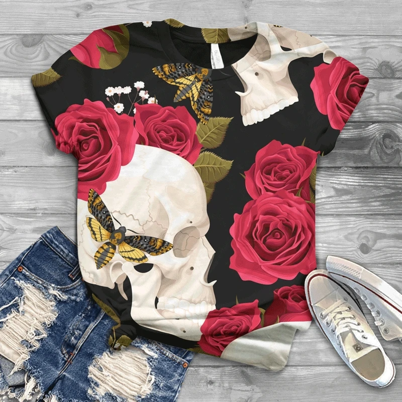 New 2021 Summer Women's Fashion Harajuku T-shirt Trend Street Skull 3D Printing Short Sleeve Casual Cool Top Crew Neck Tee
New 2021 Summer Women's Fashion Harajuku T-shirt Trend Street Skull 3D Printing Short Sleeve Casual Cool Top Crew Neck Tee