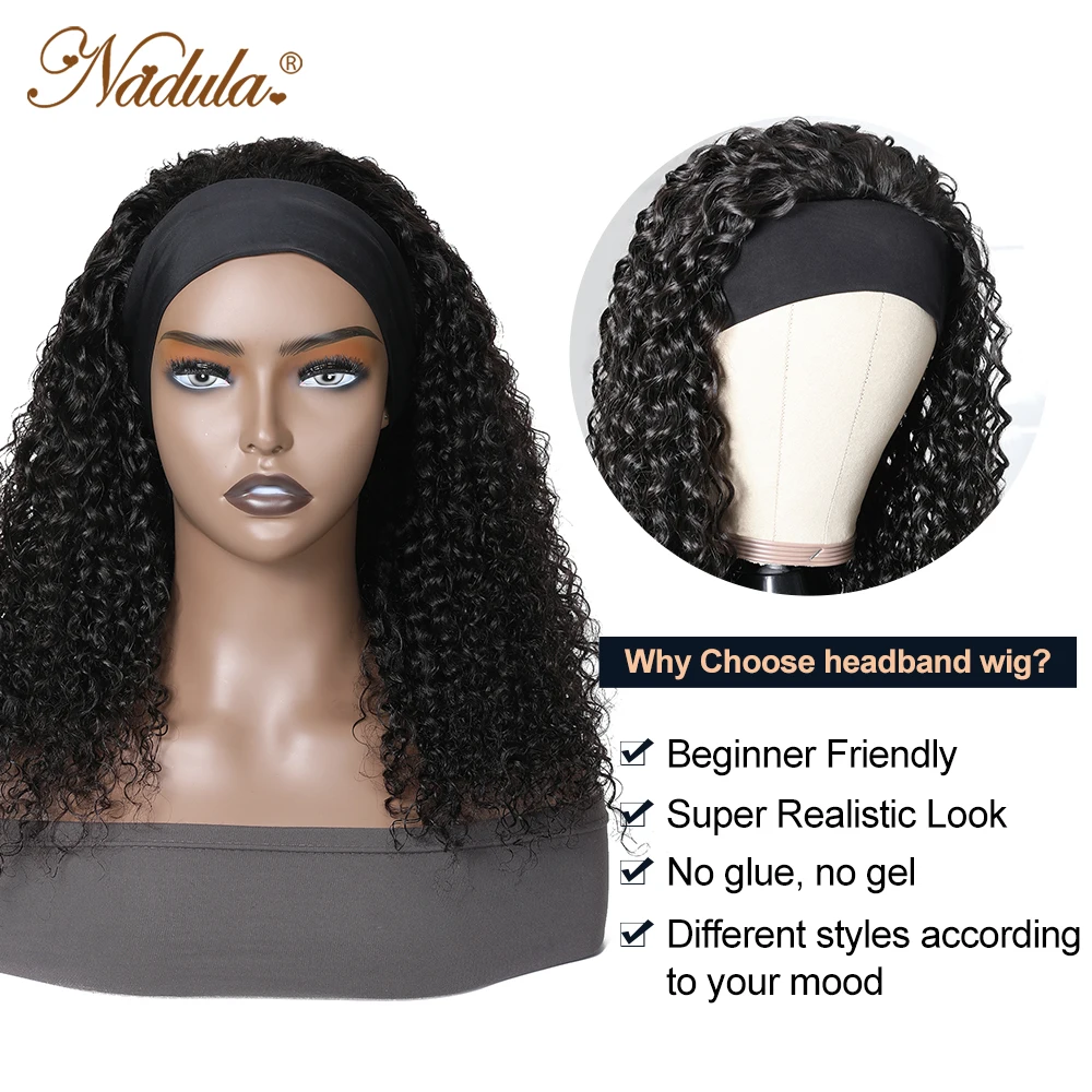 Nadula Hair Headband Human Wigs Scarf Wig Curly Hair/Water Wave /Body /Hightlight for Women No Glue | Шиньоны и парики