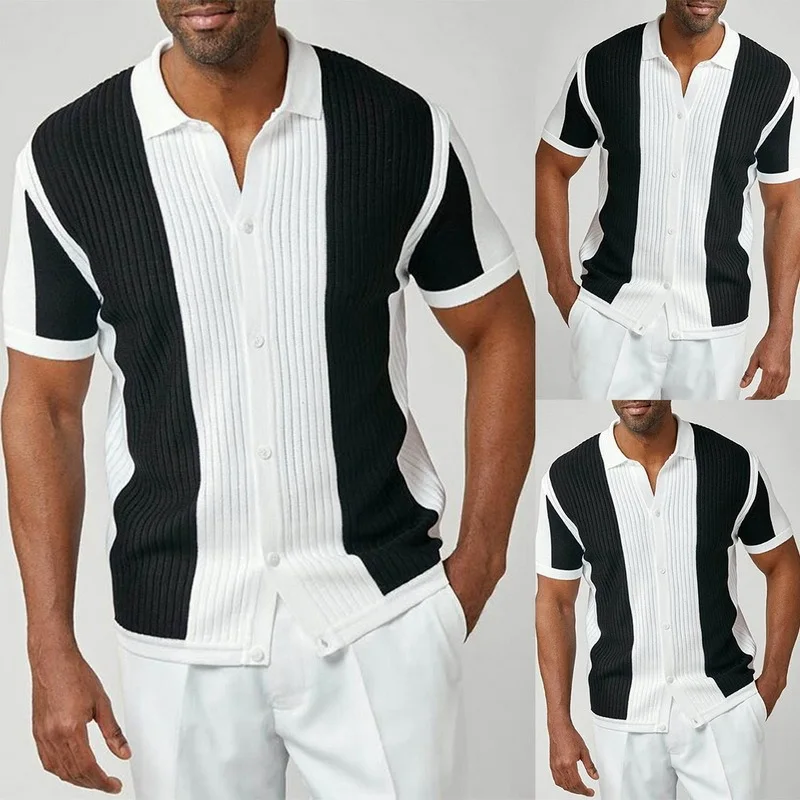 Vintage Patchwork Knitted Shirt For Men 2021 Casual Loose Short Sleeve Shirts Summer Mens Fashion Buttoned Lapel Tops Streetwear
Vintage Patchwork Knitted Shirt For Men 2021 Casual Loose Short Sleeve Shirts Summer Mens Fashion Buttoned Lapel Tops Streetwear