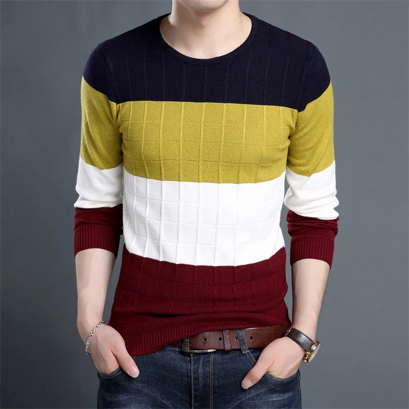 O New Korean Fashion Brand Neck Knitted Jumper Men Pullover Striped Sweater Autum Slim Fit High Quality Casual Men Clothes
O New Korean Fashion Brand Neck Knitted Jumper Men Pullover Striped Sweater Autum Slim Fit High Quality Casual Men Clothes