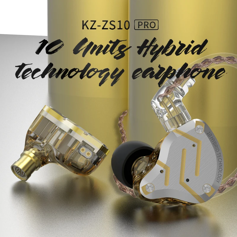 KZ ZS10 Pro Gold Earphones 4BA+1DD Hybrid 10 drivers HIFI Bass Earbuds In Ear Monitor Speaker Noise Cancelling Metal Headset
KZ ZS10 Pro Gold Earphones 4BA+1DD Hybrid 10 drivers HIFI Bass Earbuds In Ear Monitor Speaker Noise Cancelling Metal Headset