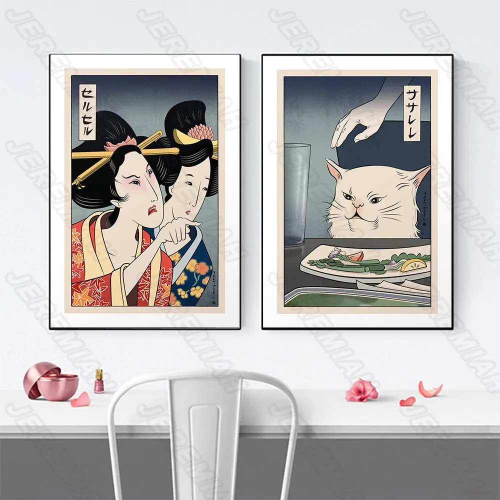 Japanese beauty and cat cartoon poster nordic style wall art canvas print painting modern living room decoration
Japanese beauty and cat cartoon poster nordic style wall art canvas print painting modern living room decoration