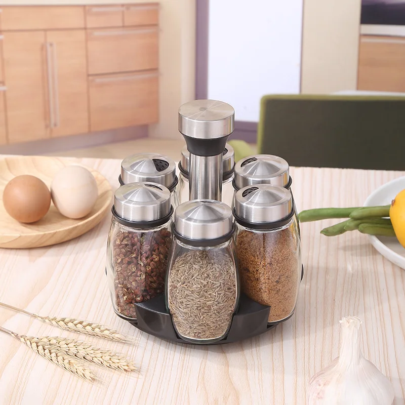 Glass seasoning bottle household kitchen seasoning jar rotating base 7 piece set storage bottle storage jar
Glass seasoning bottle household kitchen seasoning jar rotating base 7 piece set storage bottle storage jar