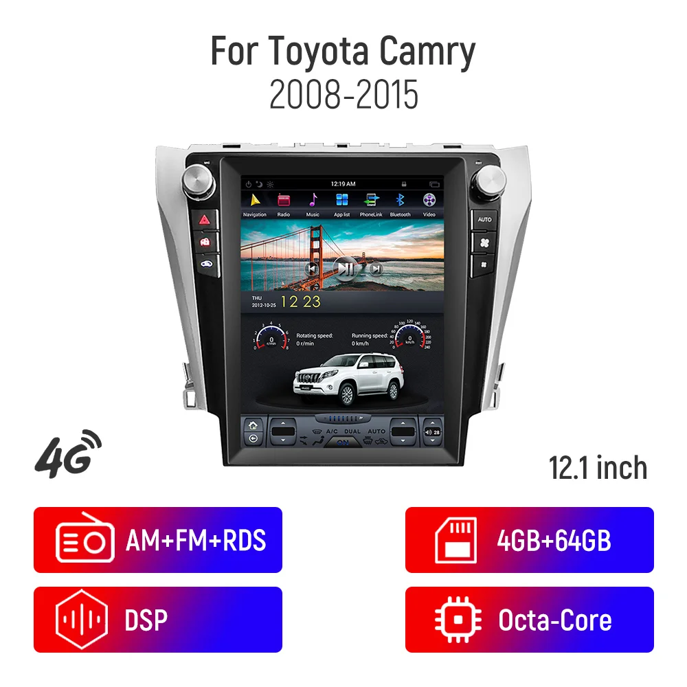 12.1inch 2 Din Android Tesla Multimedia Stereo For Toyota Camry 2008 2009 2010 2011-2015 GPS BT Radio Receiver Player Head Unit
12.1inch 2 Din Android Tesla Multimedia Stereo For Toyota Camry 2008 2009 2010 2011-2015 GPS BT Radio Receiver Player Head Unit