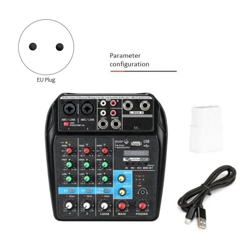 A4 o миксер 4 канала с USB реверберами эффект Миксер Bluetooth Звуковая карта функция (ЕС