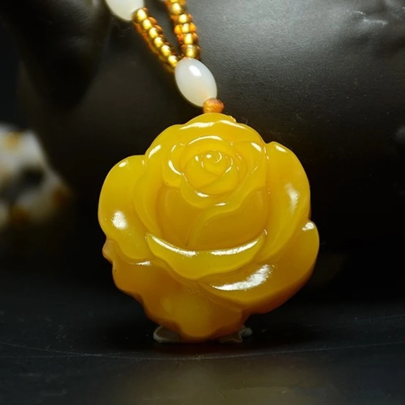 Natural Yellow Dragon Jade Hand Carved Rose Pendant Fashion Boutique Jewelry Men's and Women's Peony Flower Necklace
Natural Yellow Dragon Jade Hand Carved Rose Pendant Fashion Boutique Jewelry Men's and Women's Peony Flower Necklace