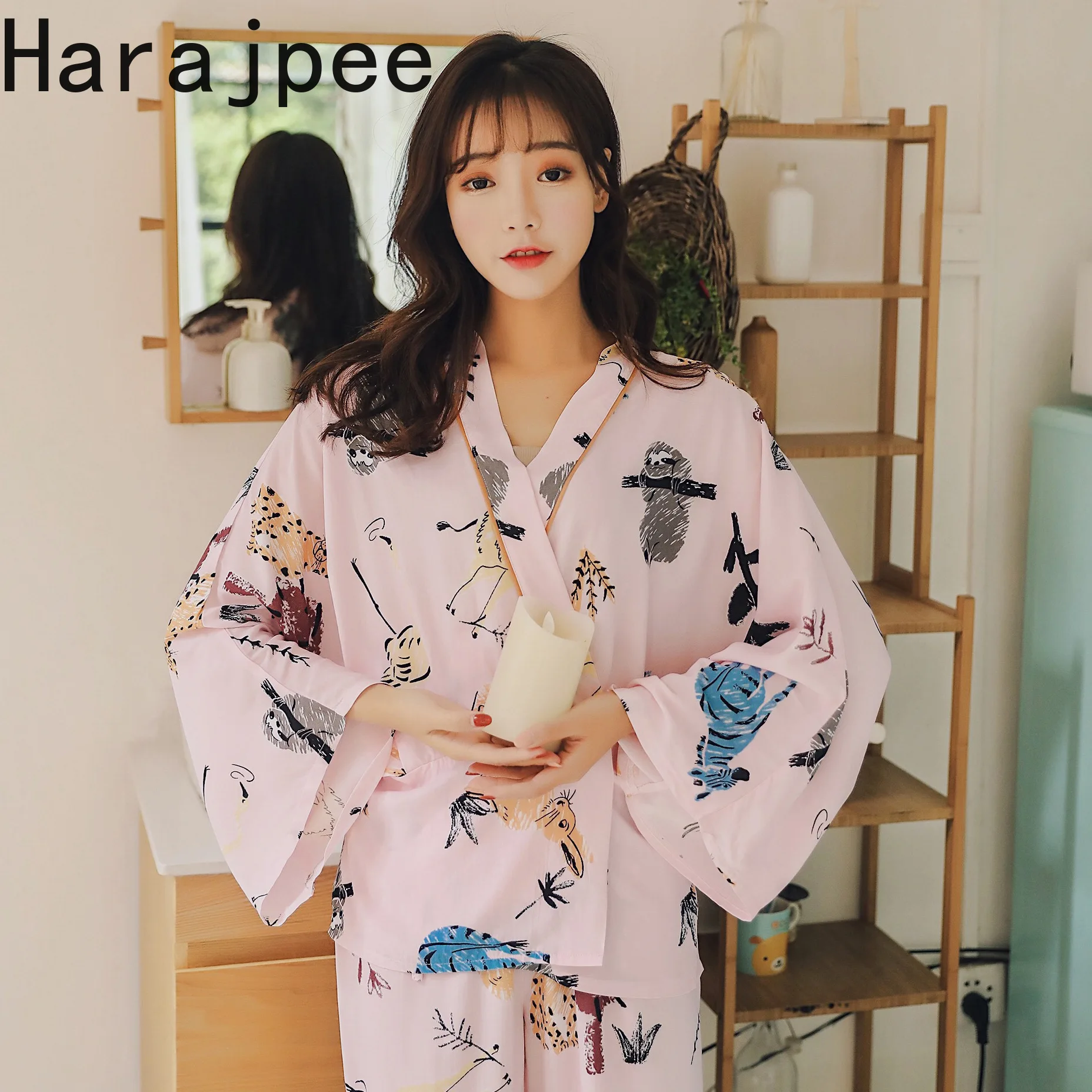 Harajpee Women Pajamas 2021 Spring Autumn Japanese Sweet Temperament Comfortable Breathable Cute Deer Graffiti Home Wear Suits
Harajpee Women Pajamas 2021 Spring Autumn Japanese Sweet Temperament Comfortable Breathable Cute Deer Graffiti Home Wear Suits