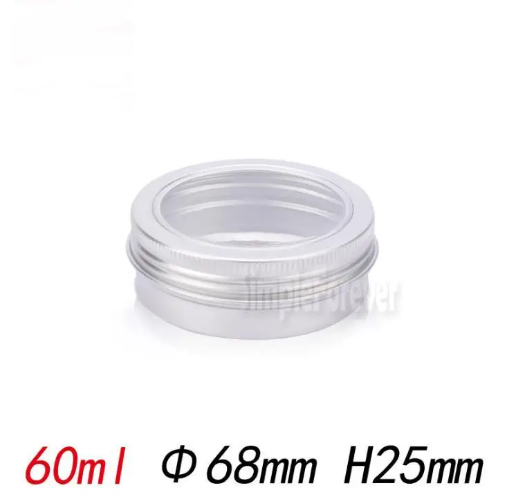 60ML Aluminum Cream Jar Pot with Visible Window Silver Box Screw Lid Nail Art Lip Gloss Empty Cosmetic Metal Tin Container
60ML Aluminum Cream Jar Pot with Visible Window Silver Box Screw Lid Nail Art Lip Gloss Empty Cosmetic Metal Tin Container
