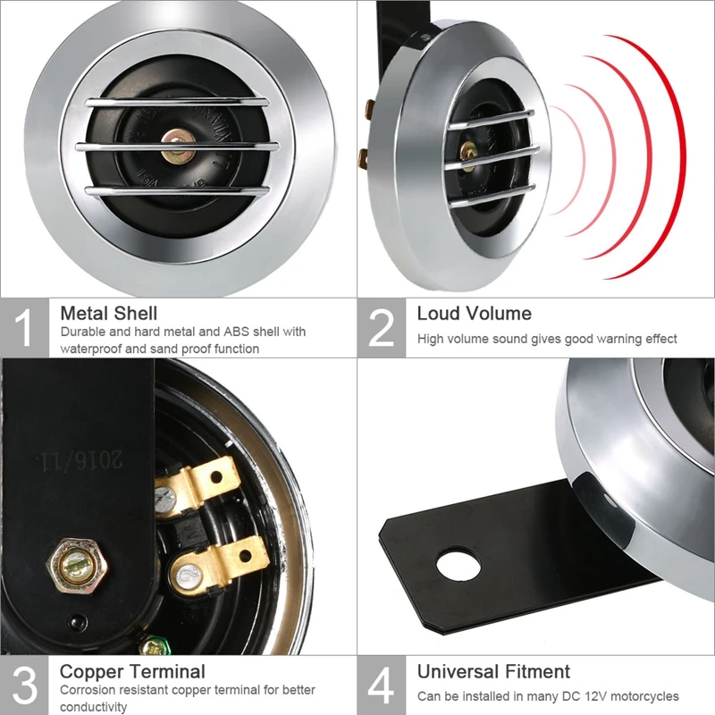 Universal Waterproof Motorcycle Round Electric Horn DC 12V 105DB Round Loud Horn Speakers for Motorcycle
Universal Waterproof Motorcycle Round Electric Horn DC 12V 105DB Round Loud Horn Speakers for Motorcycle