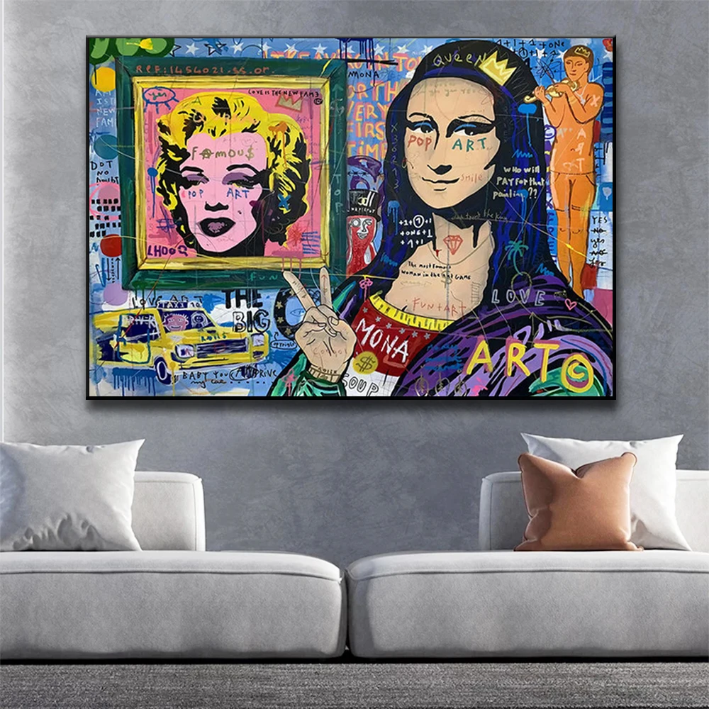 Modern Pop Graffiti Art Poster Canvas Painting Print Mona Lisa's Smile on The Wall Living Room Home Decoration Art Picture
Modern Pop Graffiti Art Poster Canvas Painting Print Mona Lisa's Smile on The Wall Living Room Home Decoration Art Picture