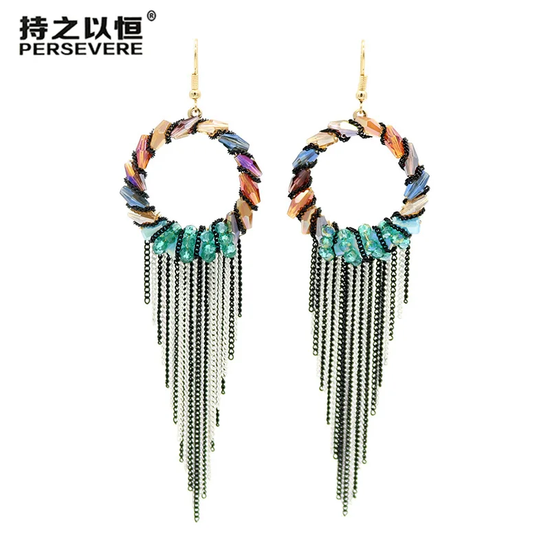 Женские серьги в богемном стиле, украшенные кристаллами и бусинами, длинные серьги с кисточками, модные украшения для свадебной вечеринки, ... 
Женские серьги в богемном стиле, украшенные кристаллами и бусинами, длинные серьги с кисточками, модные украшения для свадебной вечеринки, ...
