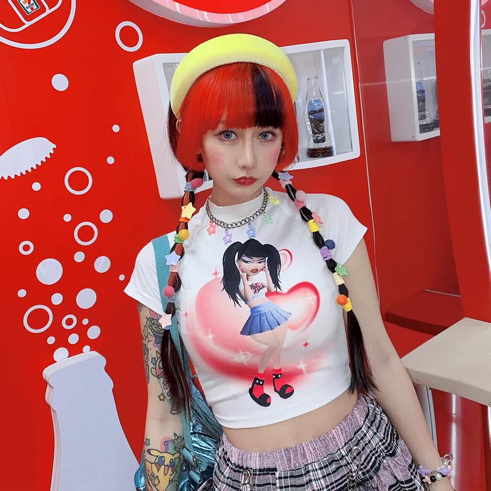 Европейские и американские Спайс девушки Harajuku Мультфильм Печать Тонкий земли крутой круглый шейный короткий рукав
Европейские и американские Спайс девушки Harajuku Мультфильм Печать Тонкий земли крутой круглый шейный короткий рукав