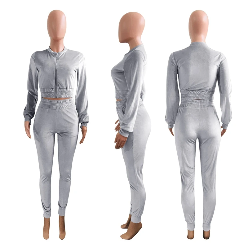 Velvet Women Two Piece Set Long Sleeve Zip Top Pocket Sweatpant Fitness Women Tracksuit 2 Piece Set Winter Fall Clothing Outfits
Velvet Women Two Piece Set Long Sleeve Zip Top Pocket Sweatpant Fitness Women Tracksuit 2 Piece Set Winter Fall Clothing Outfits