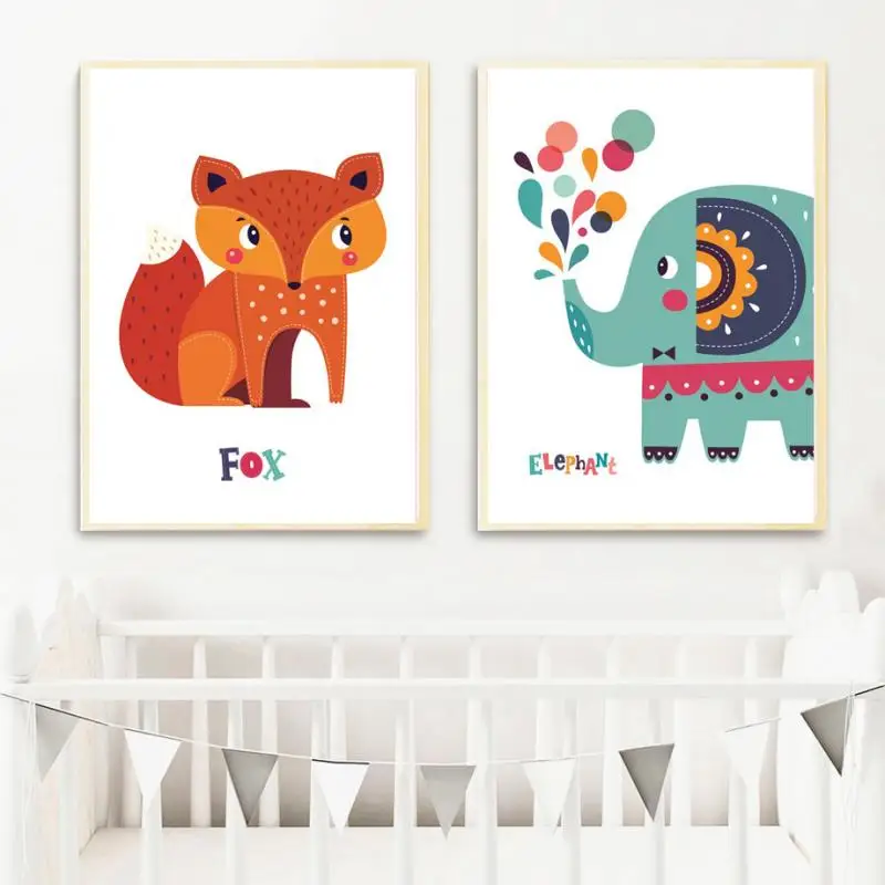 Cartoon animal decoration painting fox and elephant customizable picture HD printing home living room bedroom home decoration
Cartoon animal decoration painting fox and elephant customizable picture HD printing home living room bedroom home decoration