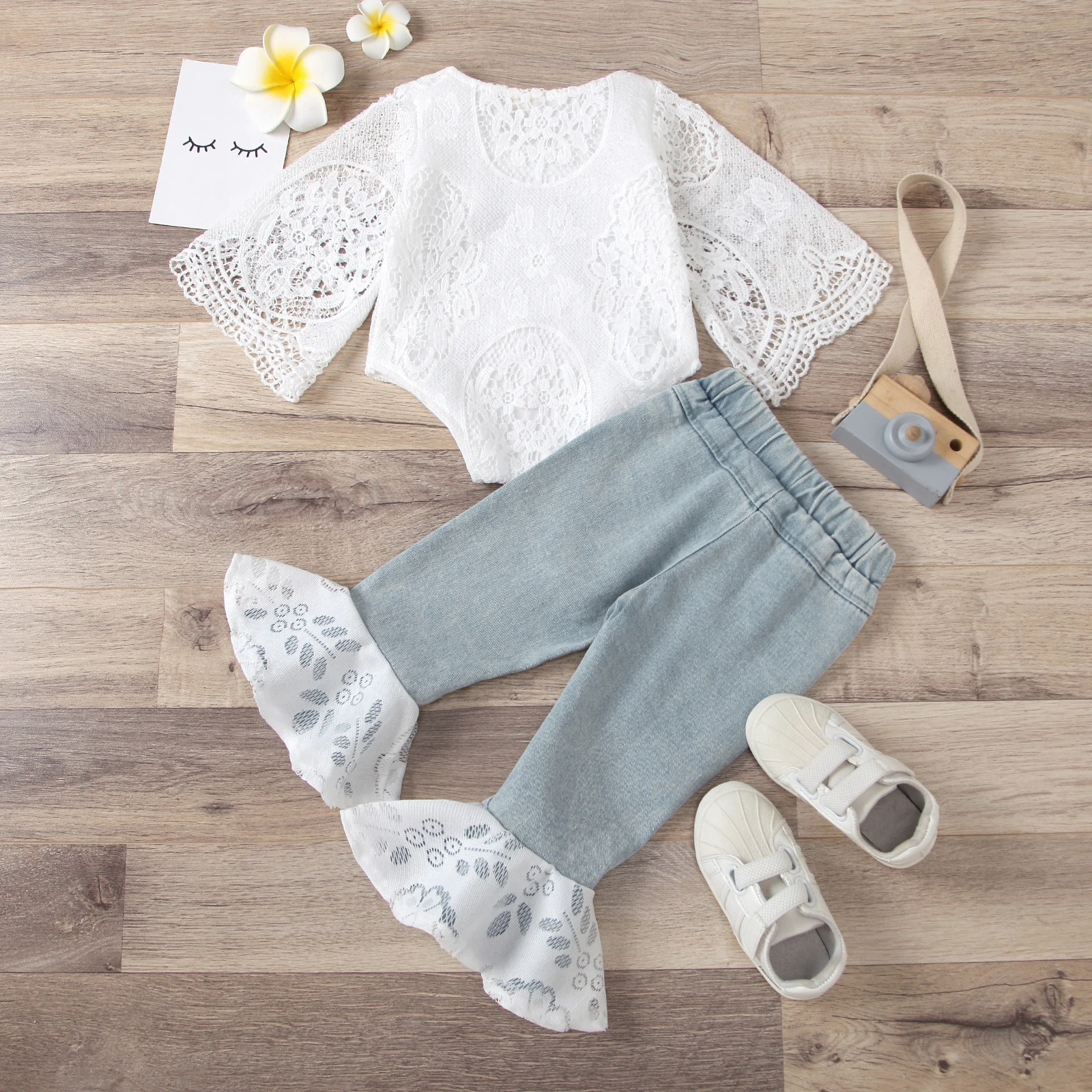 Pudcoco 2021 Spring 6-24M Baby Girl 2Pcs Set Lace Flared Half Sleeve Bodysuit+Lace Flared Ripped Jeans Toddler Infant Clothes
Pudcoco 2021 Spring 6-24M Baby Girl 2Pcs Set Lace Flared Half Sleeve Bodysuit+Lace Flared Ripped Jeans Toddler Infant Clothes