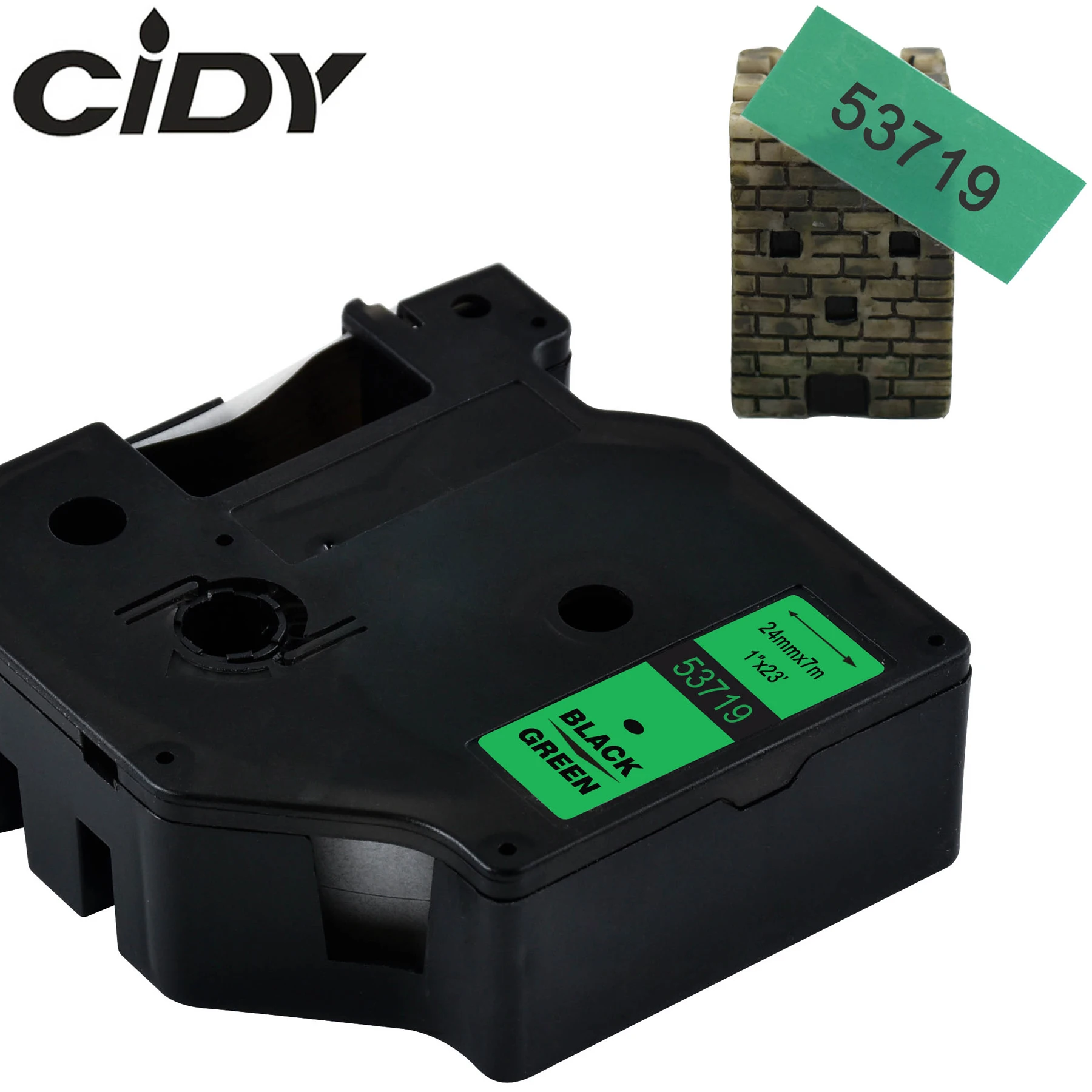 CIDY 53719 Black on green Compatible Dymo D1 24mm Label Tape Ribbons Cassette for Dymo Label Manager 160 280 210
CIDY 53719 Black on green Compatible Dymo D1 24mm Label Tape Ribbons Cassette for Dymo Label Manager 160 280 210