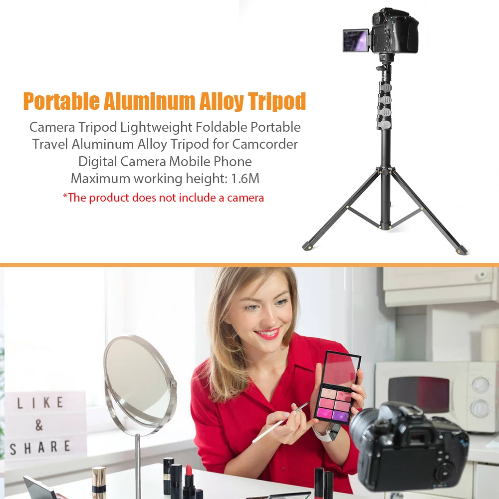 Camera Tripod Lightweight Foldable Portable Travel Aluminum Alloy Tripod for Camcorder Digital Camera Mobile Phone
Camera Tripod Lightweight Foldable Portable Travel Aluminum Alloy Tripod for Camcorder Digital Camera Mobile Phone