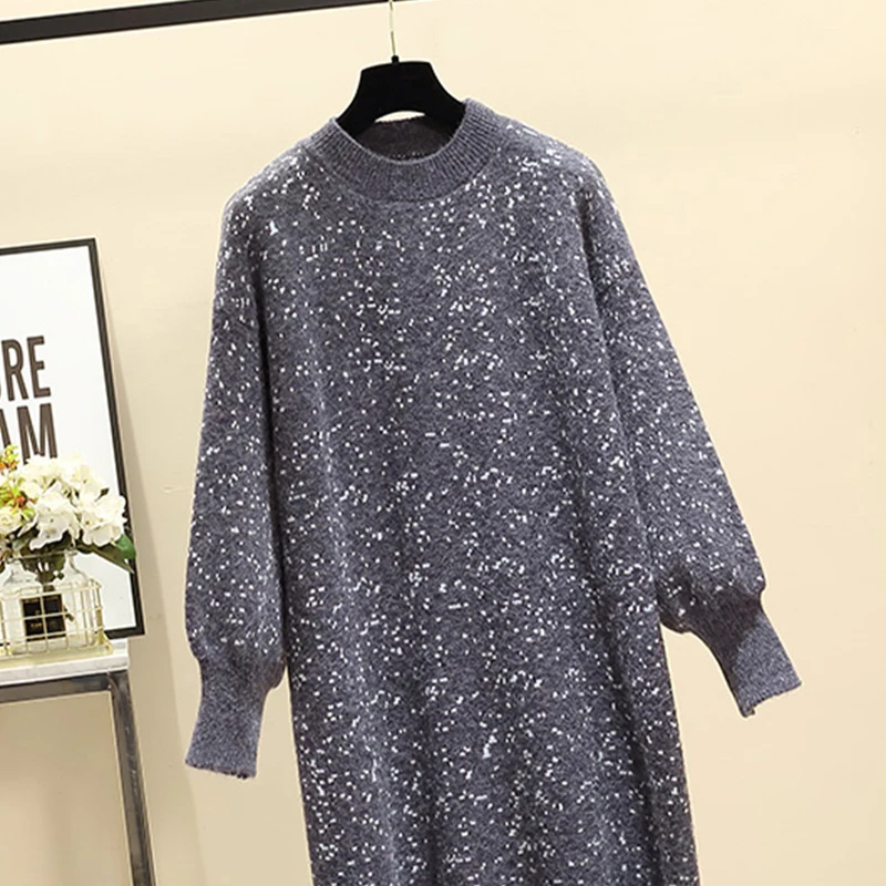 Chic Women Dress 2021 New Spring Autumn Solid Color O Neck Sweater Fluffy Loose Knee-length Dress Soft Thin Loose Sweater Dress
Chic Women Dress 2021 New Spring Autumn Solid Color O Neck Sweater Fluffy Loose Knee-length Dress Soft Thin Loose Sweater Dress