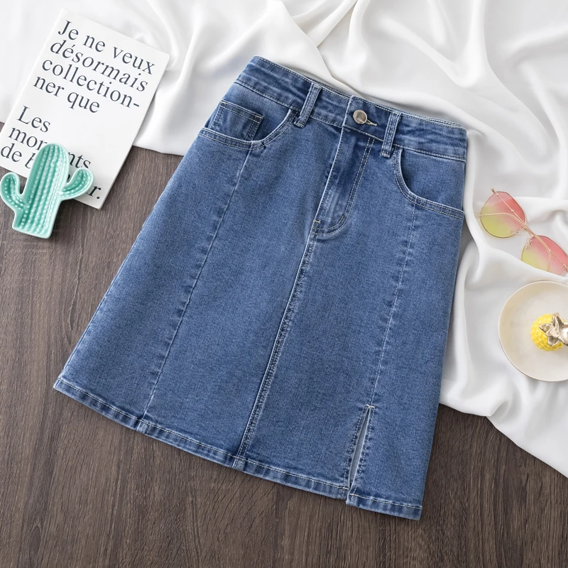 2021 Denim Skirt High Waist A-line Mini Skirts Women Summer Single Button Pockets Blue Jean Skirt Style Jeans 210706
2021 Denim Skirt High Waist A-line Mini Skirts Women Summer Single Button Pockets Blue Jean Skirt Style Jeans 210706