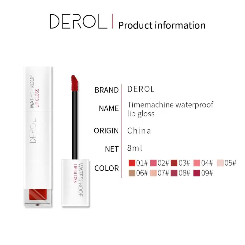 

DEROL 9 Color Waterproof Cream Lip Gloss Long-Lasting Moisturizing Charming Lipstick Makeup Constant Color Rendering No Fading