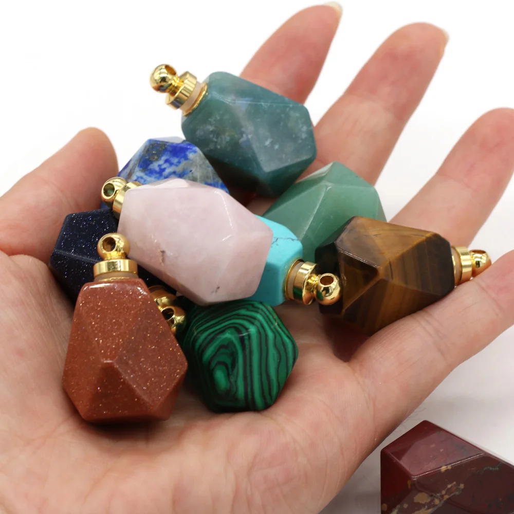 Natural Stone Lapis lazuli Perfume Bottle Pendants Turquoise Crystal Vial for Fashion Jewelry Making DIY Female Necklace
Natural Stone Lapis lazuli Perfume Bottle Pendants Turquoise Crystal Vial for Fashion Jewelry Making DIY Female Necklace