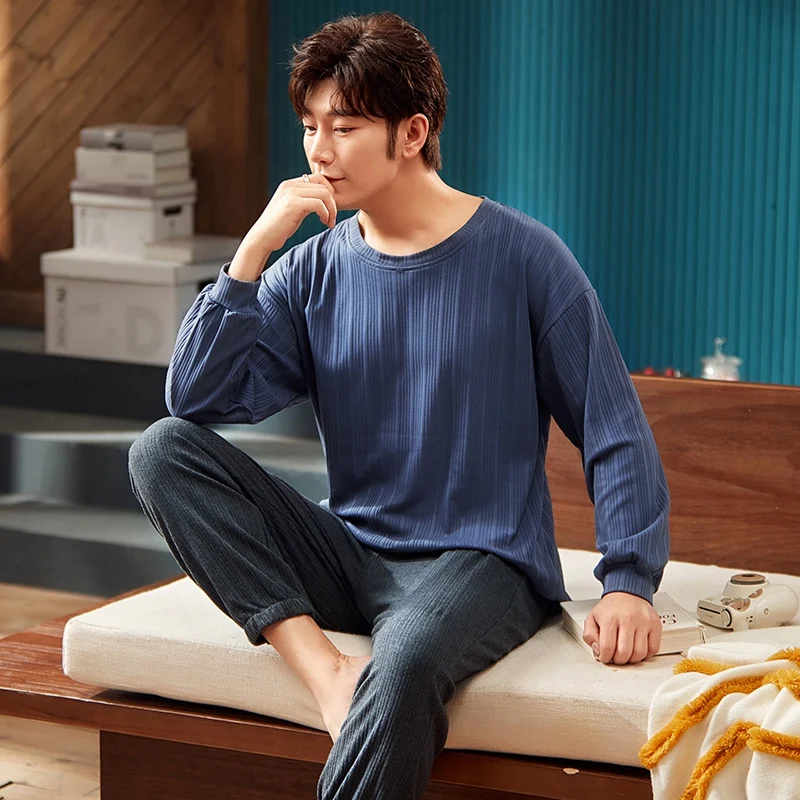 2021 Spring Autumn Long Sleeve Cotton Pajama Sets for Men Korean High Quality Sleepwear Suit Pyjama Male Homewear Lounge Clothes
2021 Spring Autumn Long Sleeve Cotton Pajama Sets for Men Korean High Quality Sleepwear Suit Pyjama Male Homewear Lounge Clothes