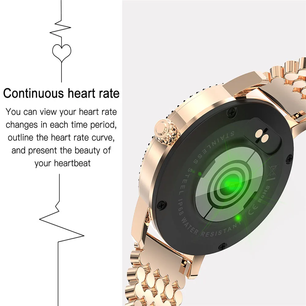 Смарт-часы с бриллиантами 2020 женские милые стальные часы IP68 водонепроницаемый