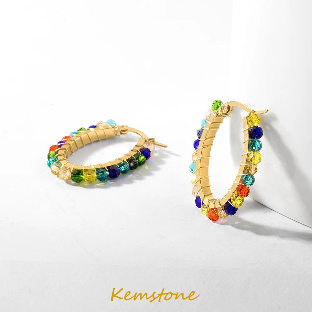 Kemstone Stainless Steel Multicolor Beads Oval Hoop Earrings Female Jewelry Gift for Women
Kemstone Stainless Steel Multicolor Beads Oval Hoop Earrings Female Jewelry Gift for Women