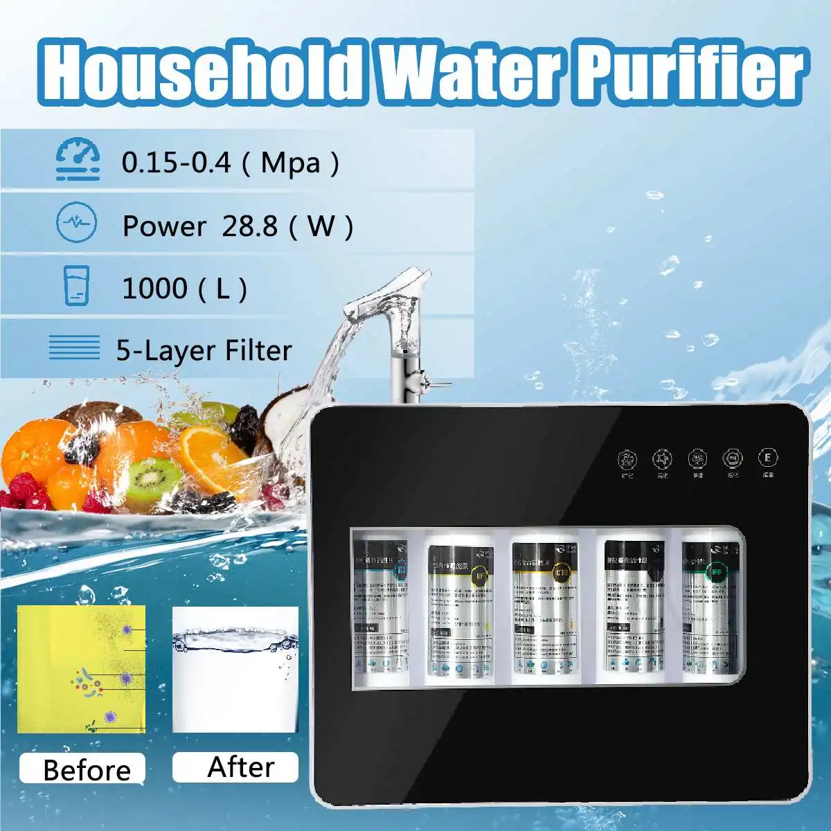 

5-ступенчатый фильтр для питьевой воды, ультрафильтрационная система UF, домашний кухонный очиститель воды с фильтром для очистки водопрово...