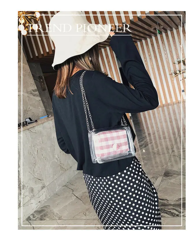 4 Colors Fashion Women Jelly Transparent PVC Grid side package Bag Tote Casual Handbag Clear Messenger Bag
4 Colors Fashion Women Jelly Transparent PVC Grid side package Bag Tote Casual Handbag Clear Messenger Bag