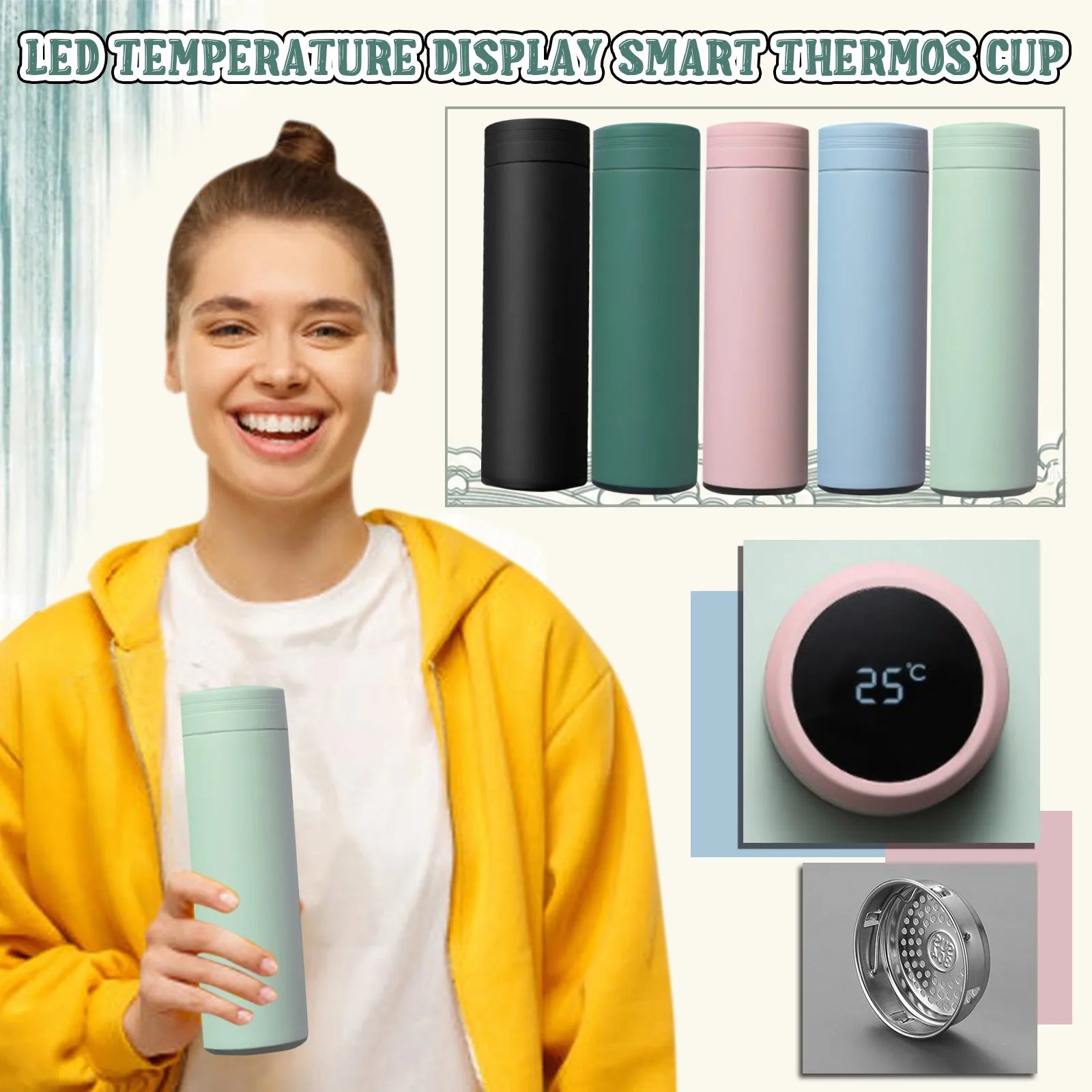 Intelligent Stainless Steel Vacuum Flask Led Temperature Display Vacuum Flask Thermoses Coffee Cup Christmas Vacuum Flask
Intelligent Stainless Steel Vacuum Flask Led Temperature Display Vacuum Flask Thermoses Coffee Cup Christmas Vacuum Flask