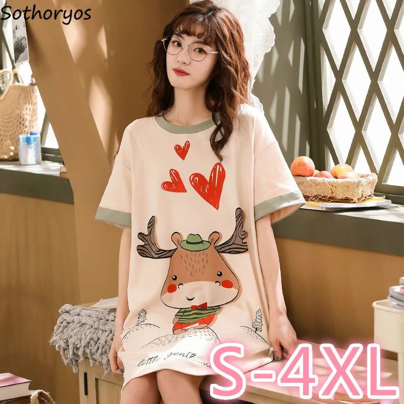 Nightgowns Women Large Size 4XL Short Sleeves Cartoon Printed Lovely Princess Outerwear Sleepwear Students PopularComfortable
Nightgowns Women Large Size 4XL Short Sleeves Cartoon Printed Lovely Princess Outerwear Sleepwear Students PopularComfortable