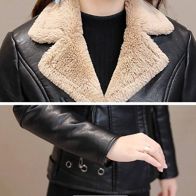 Oversize Leather Jackets For Women Thicken Plus Velvet Warm Fur Artificial Coats Autumn Winter Popular PU Leather Outerwear 2021
Oversize Leather Jackets For Women Thicken Plus Velvet Warm Fur Artificial Coats Autumn Winter Popular PU Leather Outerwear 2021