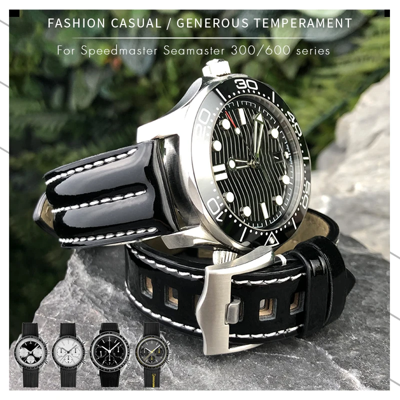 Ремешок для часов из коровьей кожи, 20/21 мм, черный браслет для часов Omega Planet Ocean Seamaster 300, Speedmaster De Ville Series
Ремешок для часов из коровьей кожи, 20/21 мм, черный браслет для часов Omega Planet Ocean Seamaster 300, Speedmaster De Ville Series