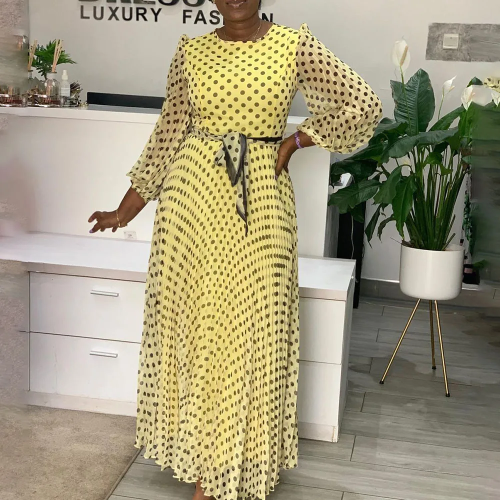 African New Wave Point Printing Chiffon Women's Dress Fashion Summer 2021 Western Style Creasing Round Neck Long Sleeve Casual
African New Wave Point Printing Chiffon Women's Dress Fashion Summer 2021 Western Style Creasing Round Neck Long Sleeve Casual