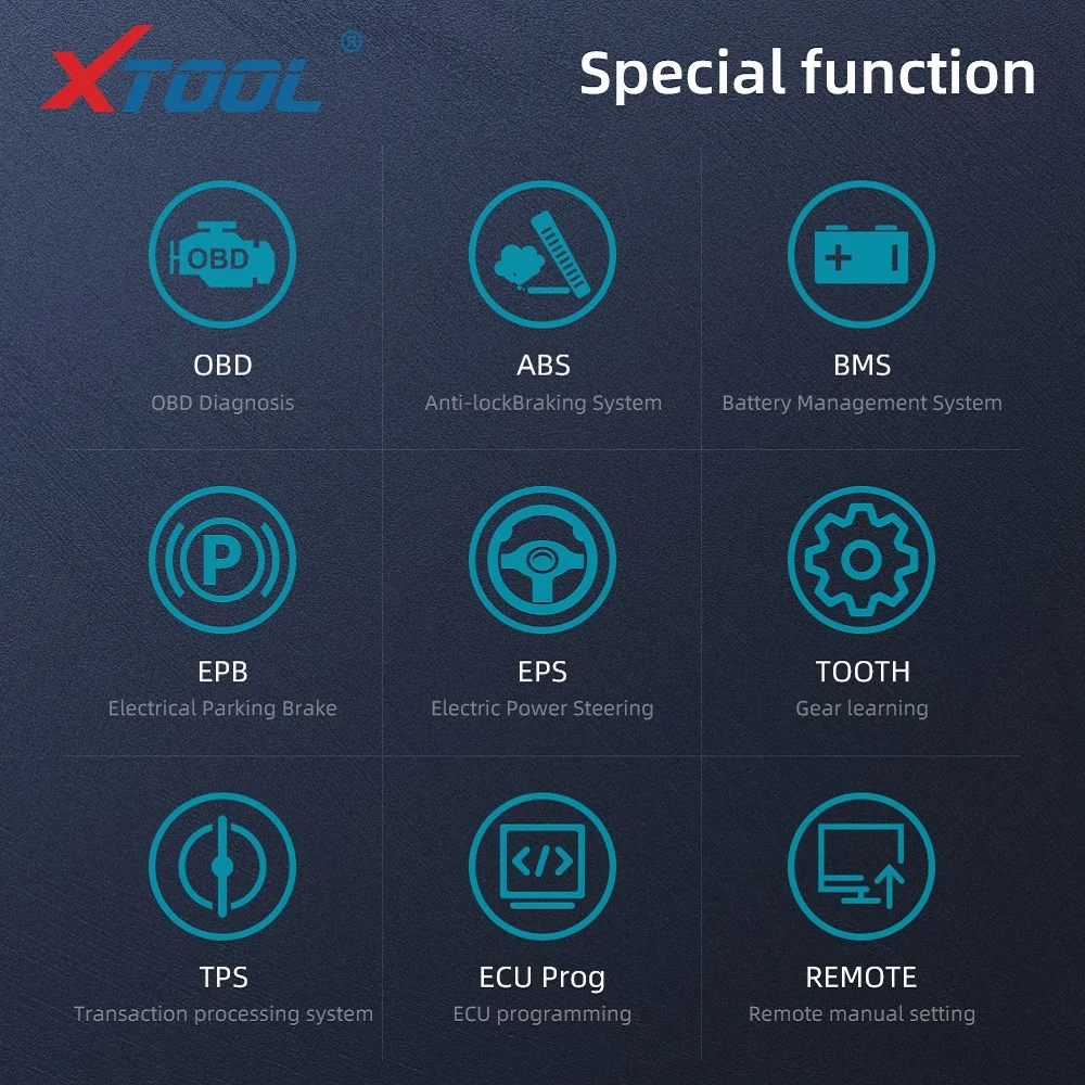 Auto Diagnostic Scanner Key Programming XTOOL TP200 OBD2 Tool Car Immobilizer ABS BMS EPB ECU Dashboard Maintenance 
Auto Diagnostic Scanner Key Programming XTOOL TP200 OBD2 Tool Car Immobilizer ABS BMS EPB ECU Dashboard Maintenance