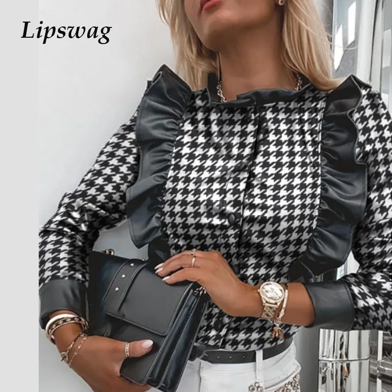 New Elegant PU Leather Black Shirt Blouse Women O-Neck Button Ruffle Shirts Casual Autumn Winter Female Long Sleeve Tops Blusas
New Elegant PU Leather Black Shirt Blouse Women O-Neck Button Ruffle Shirts Casual Autumn Winter Female Long Sleeve Tops Blusas