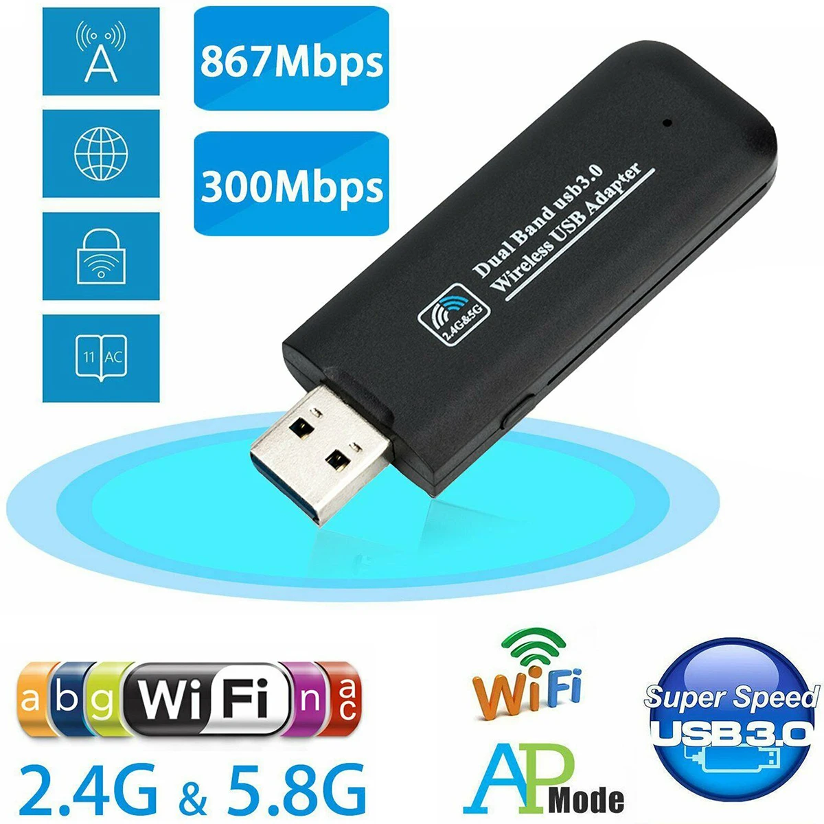 Двухдиапазонный USB Wi-Fi донгл 5 ГГц/2,4 ГГц AC 1200 Мбит/с USB беспроводной LAN адаптер двухдиапазонный 5 ГГц/2,4 ГГц AC 1200 Мбит/с USB Wi-Fi донгл
Двухдиапазонный USB Wi-Fi донгл 5 ГГц/2,4 ГГц AC 1200 Мбит/с USB беспроводной LAN адаптер двухдиапазонный 5 ГГц/2,4 ГГц AC 1200 Мбит/с USB Wi-Fi донгл
